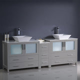 Fresca Torino 84" Gray Modern Double Sink Bathroom Cabinets w/ Tops