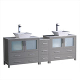 Fresca Torino 84" Gray Modern Double Sink Bathroom Cabinets w/ Tops