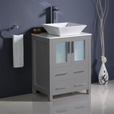 Fresca Torino 24" Gray Modern Bathroom Cabinet w/ Top & Vessel Sink