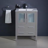 Fresca Torino 24" Gray Modern Bathroom Cabinet w/ Integrated Sink
