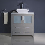 Fresca Torino 30" Gray Modern Bathroom Cabinet w/ Top & Vessel Sink
