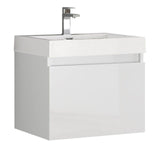 Fresca Nano White Modern Bathroom Cabinet w/ Integrated Sink