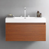 Fresca Mezzo 39" Teak Modern Bathroom Cabinet w/ Integrated Sink