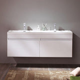 Fresca Largo 57" White Modern Double Sink Bathroom Cabinet w/ Integrated Sinks
