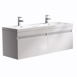 Fresca Largo 57" White Modern Double Sink Bathroom Cabinet w/ Integrated Sinks