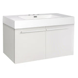 Fresca Vista White Modern Bathroom Base Cabinet w/ Integrated Sink