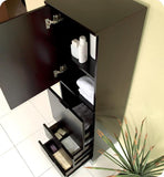 Fresca Espresso Bathroom Linen Side Cabinet w/ 4 Storage Areas