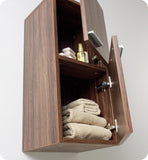 Fresca Walnut Bathroom Linen Side Cabinet w/ 2 Storage Areas
