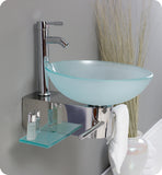 Fresca Cristallino 18" Modern Glass Bathroom Vanity w/ Frosted Vessel Sink