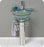 Fresca Ovale 24" Modern Glass Bathroom Vanity w/ Frosted Edge Mirror
