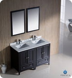Fresca Oxford 48" Espresso Traditional Double Sink Bathroom Vanity
