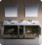 Fresca Oxford 84" Gray Traditional Double Sink Bathroom Vanity