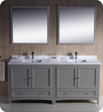 Fresca Oxford 72" Gray Traditional Double Sink Bathroom Vanity