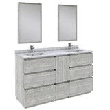 Fresca Formosa 60" Ash Modern Floor Standing Double Sink Vanity Set | FVN31-241224ASH-FC