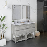 Fresca Formosa 48" Ash Modern Floor Standing Double Sink Open Bottom Vanity Set | FVN31-2424ASH-FS