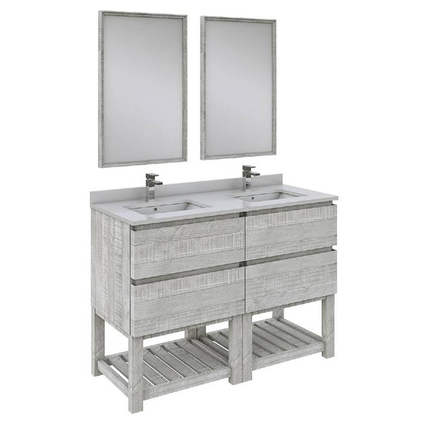 Fresca Formosa 48" Ash Modern Floor Standing Double Sink Open Bottom Vanity Set | FVN31-2424ASH-FS