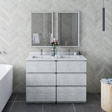 Fresca Formosa 48" Rustic White Modern Floor Standing Double Sink Vanity Set | FVN31-2424RWH-FC