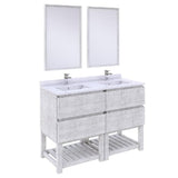 Fresca Formosa 48" Rustic White Modern Floor Standing Double Sink Open Bottom Vanity Set | FVN31-2424RWH-FS