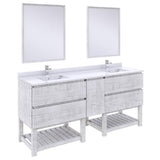 Fresca Formosa 72" Rustic White Double Sink Vanity Set w/ Open Bottom | FVN31-301230RWH-FS
