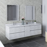 Fresca Formosa 72" Rustic White Wall Hung Double Sink Vanity Set | FVN31-301230RWH