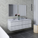 Fresca Formosa 60" Modern Rustic White Wall Hung Double Sink Vanity Set | FVN31-3030RWH