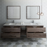 Fresca Formosa 84" Wall Hung Double Sink Modern Bathroom Vanity w/ Mirrors | FVN31-361236ACA