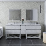 Fresca Formosa 84" Modern Rustic White Double Sink Vanity Set w/ Open Bottom | FVN31-361236RWH-FS