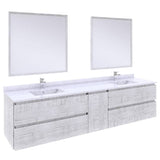 Fresca Formosa 84" Modern Rustic White Wall Hung Double Sink Vanity Set | FVN31-361236RWH