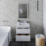 Fresca Formosa 24" Rustic White Modern Wall Hung Bathroom Vanity Set | FVN3124RWH