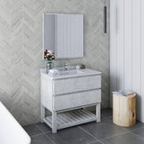 Fresca Formosa 36" Modern Rustic White Bathroom Vanity Set w/ Open Bottom | FVN3136RWH-FS