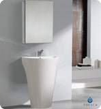 Fresca Parma 24" White Pedestal Sink w/ Medicine Cabinet - Modern Vanity