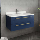 Lucera Modern 30" Royal Blue Wall Hung Undermount Sink Bathroom Vanity Set | FVN6130RBL-UNS