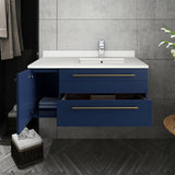 Lucera Modern 36" Royal Blue Wall Hung Undermount Sink Bathroom Vanity Set- Right Offset | FVN6136RBL-UNS-R
