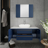 Lucera Modern 42" Royal Blue Wall Hung Vessel Sink Bathroom Vanity Set | FVN6142RBL-VSL