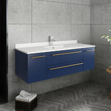 Lucera Modern 48" Royal Blue Wall Hung Undermount Sink Bathroom Vanity Set | FVN6148RBL-UNS