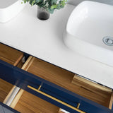 Lucera Modern 60" Royal Blue Wall Hung Double Vessel Sink Bathroom Vanity Set | FVN6160RBL-VSL-D