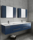 Lucera Modern 72" Royal Blue Wall Hung Double Vessel Sink Bathroom Vanity | FCB6172RBL-VSL-D-CWH-V