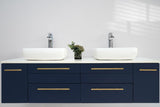 Lucera Modern 72" Royal Blue Wall Hung Double Vessel Sink Bathroom Vanity Set | FVN6172RBL-VSL-D