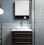 Fresca Modello Modern 32" Espresso Wall Hung Bathroom Vanity with Medicine Cabinet | FVN6183ES-VSL