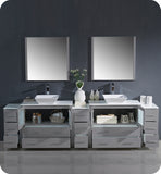 Fresca Torino 108" Gray Double Sink Vanity w/ 3 Side Cabinets & Vessel Sinks