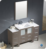 Fresca Torino 54" Gray Oak Modern Vanity w/ 2 Side Cabinets & Integrated Sink