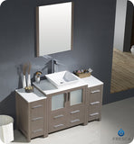Fresca Torino 54" Gray Oak Modern Vanity w/ 2 Side Cabinets & Vessel Sink