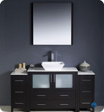 Fresca Torino 60" Espresso Modern Vanity w/ 2 Side Cabinets & Vessel Sink