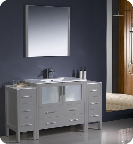 Fresca Torino 60" Gray Modern Vanity w/ 2 Side Cabinets & Integrated Sink