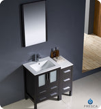 Fresca Torino 36" Espresso Modern Vanity w/ Side Cabinet & Integrated Sinks