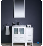 Fresca Torino 36" White Modern Bathroom Vanity w/ Side Cabinet & Integrated Sink