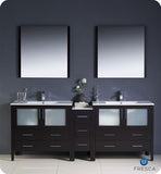 Fresca Torino 84" Espresso Double Sink Vanity w/ Side Cabinet & Integrated Sinks