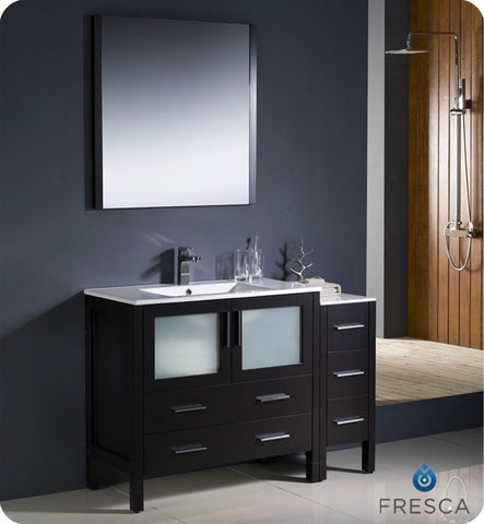 Fresca Torino 48" Espresso Modern Vanity w/ Side Cabinet & Integrated Sink