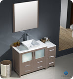 Fresca Torino 48" Gray Oak Modern Bathroom Vanity w/ Side Cabinet & Vessel Sink