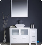Fresca Torino 48" White Modern Bathroom Vanity w/ Side Cabinet & Vessel Sink
